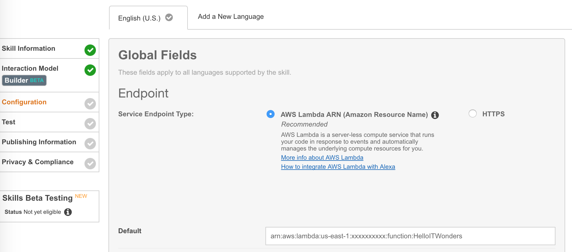 Configuration Page